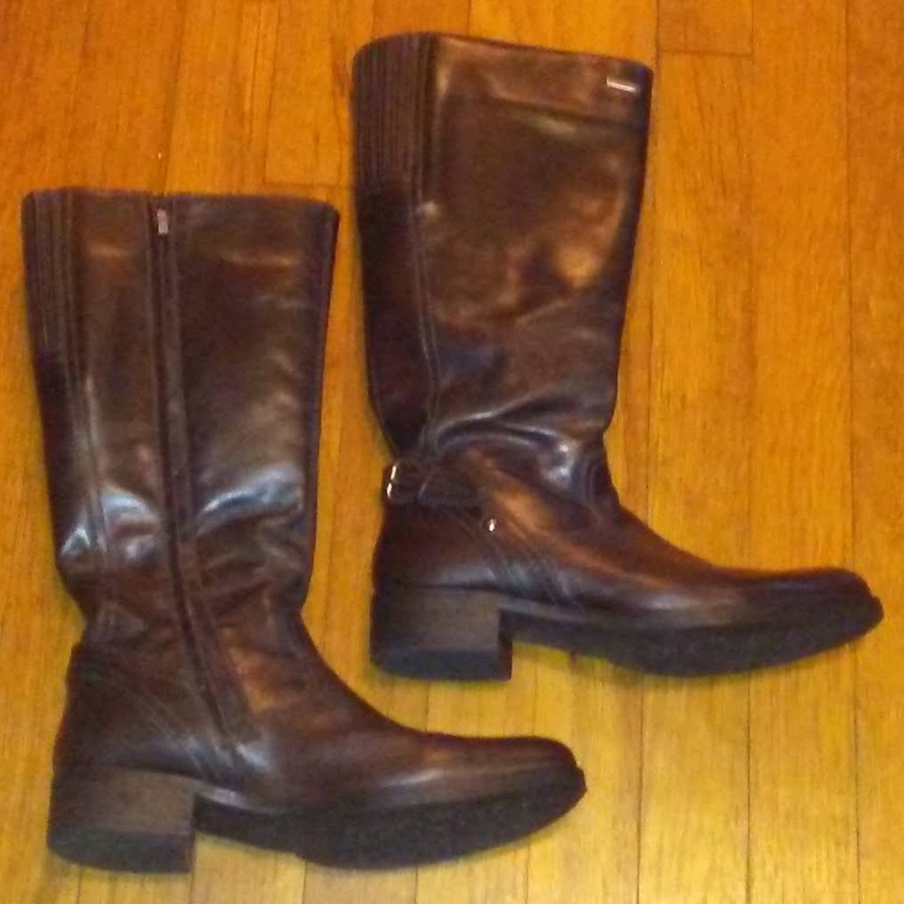 GEOX Respira Brown Leather Riding Boots Size 38